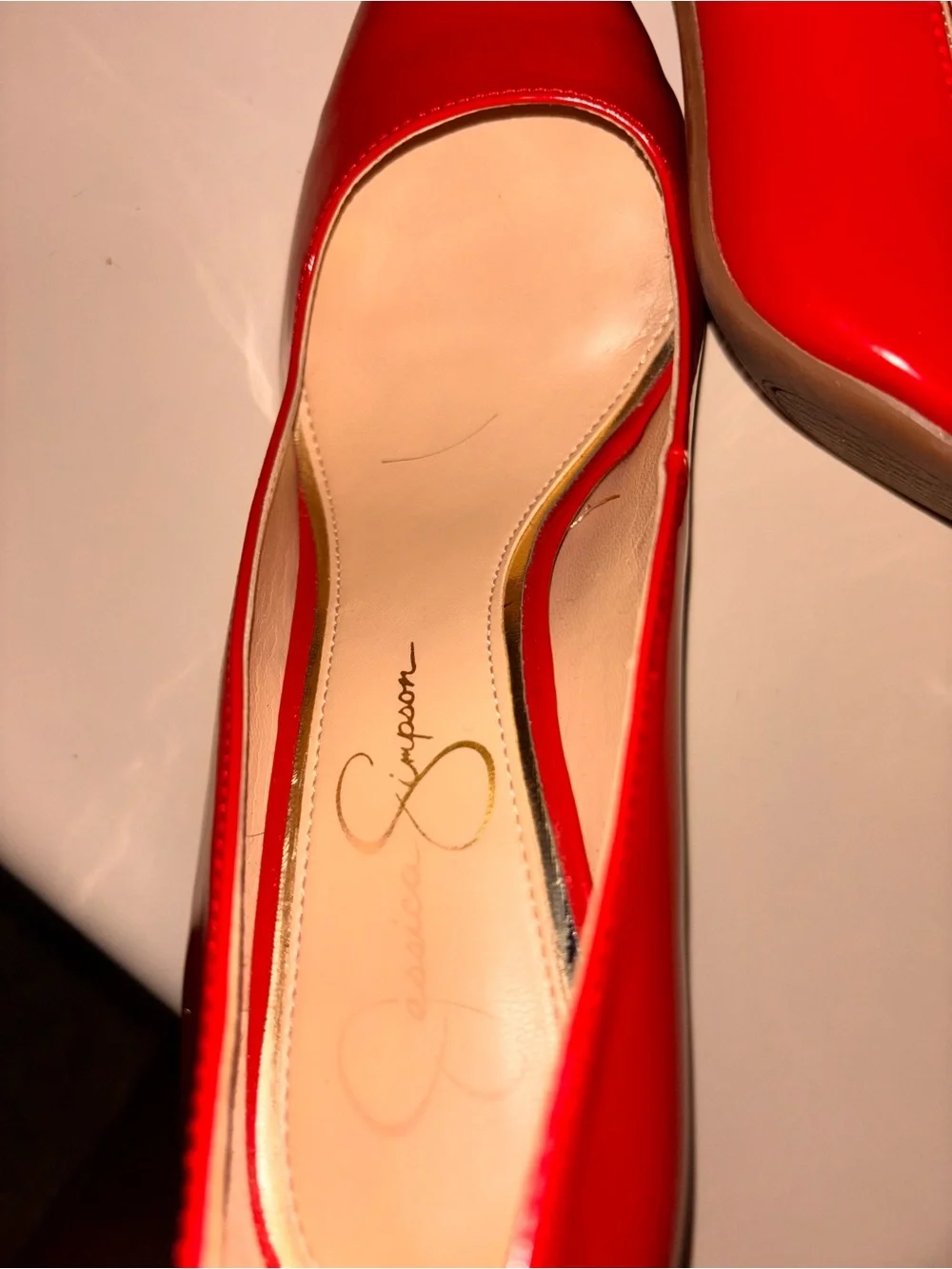 Jessica Simpson Red Patent Rounded-Toe Heels
